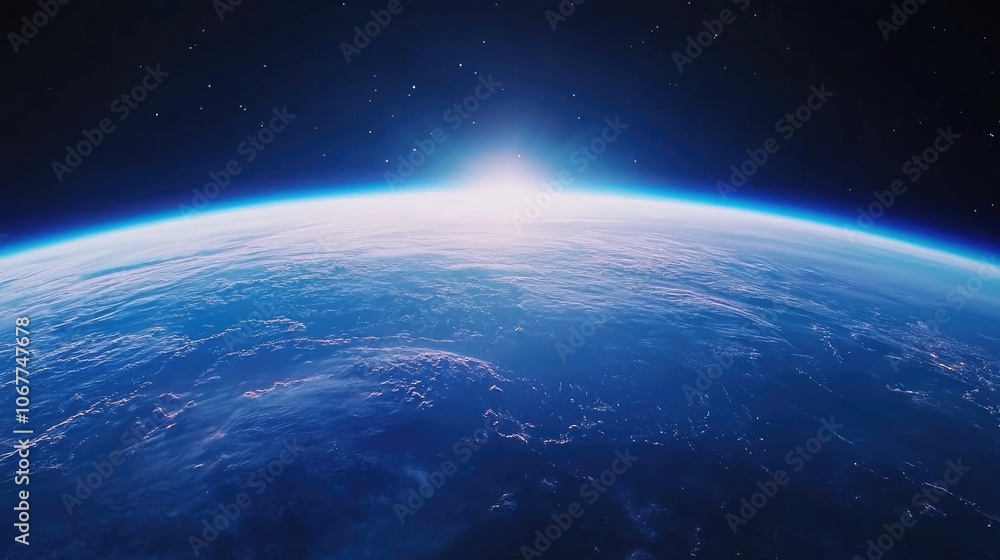Fototapeta premium A stunning view of Earth from space, showcasing the planet's vibrant blue hues and the vastness of the cosmos.