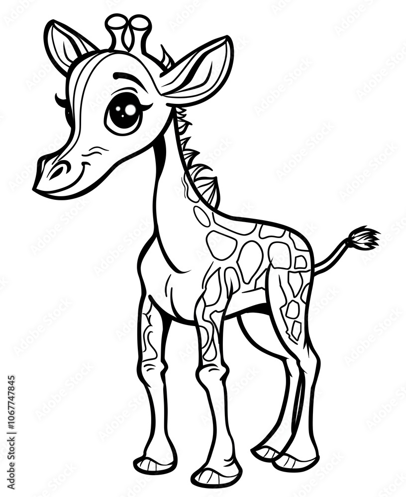 Fototapeta premium Adorable Giraffe Coloring Page For Kids With Cute Design
