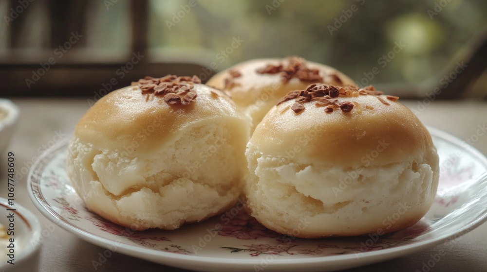 Delicious Sesame Seed Buns on a Plate Delicious Sesame Seed Buns on a Plate