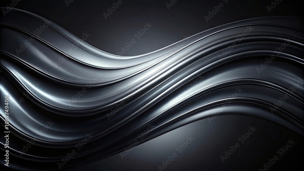 Obraz premium Abstract black wavy background with realistic effect, abstract, black, wavy, background,texture, artistic, design, modern, flow