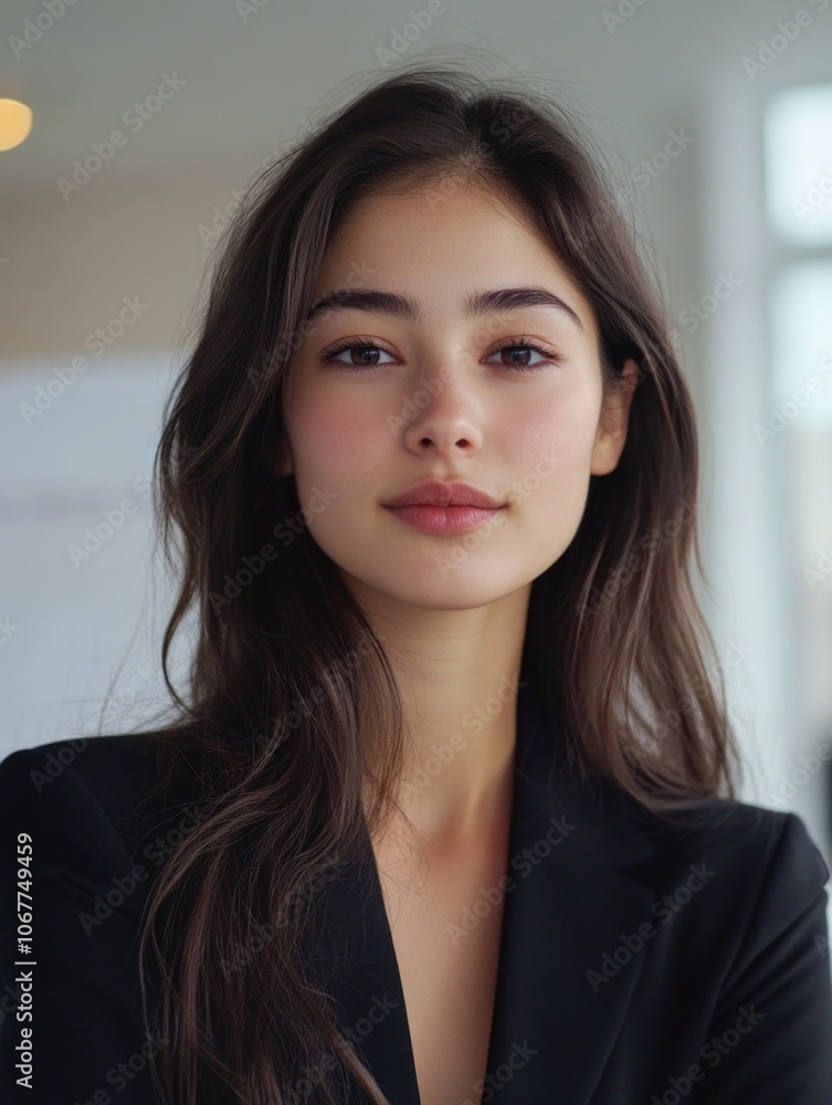 Confident Female Portrait with a Serious Expression Confident Female Portrait with a Serious Expression