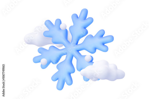 3D snowflake icon. Vector illustration