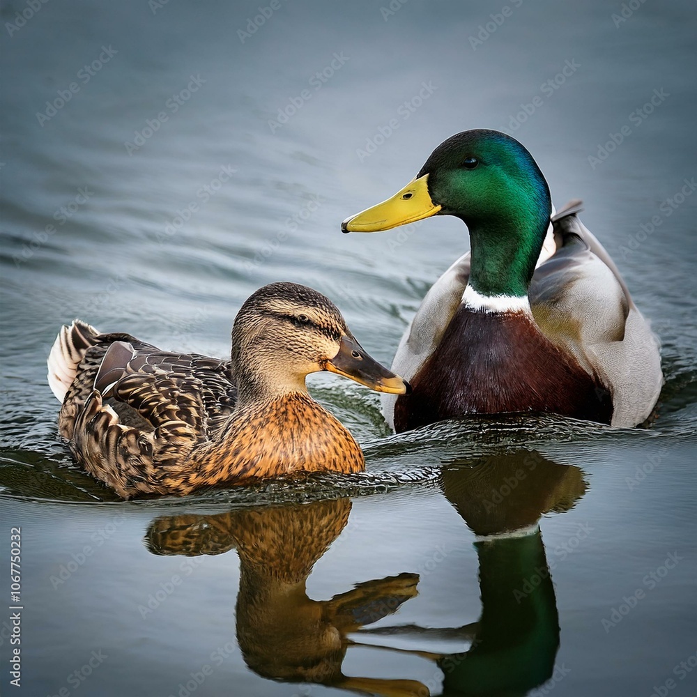 mallard wild ducks scient. name Anas platyrhynchos bird animal, AI generated