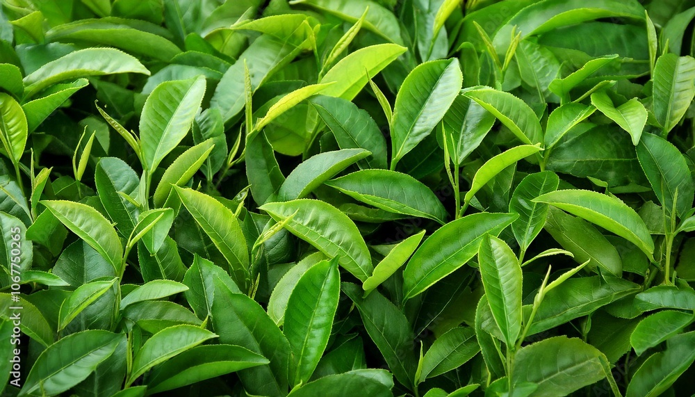 Obraz premium green tea leaves, AI generated