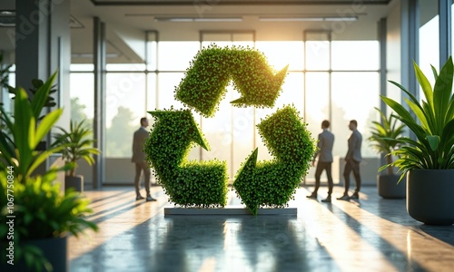 Eco friendly office space large recycling symbol photo