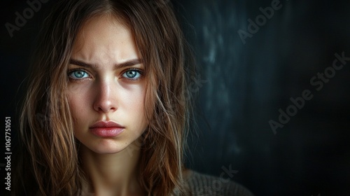 young woman displays deep emotions characterized impulsiveness and intensity reflecting struggles borderline personality disorder stark environment. photo