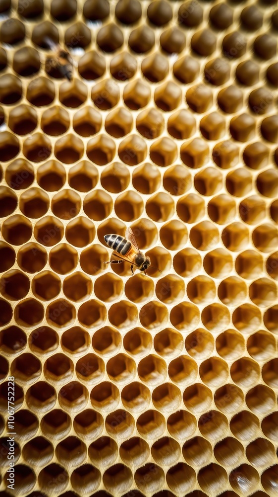 Close-up of honeycomb structure, natural hexagonal pattern for bees Close-up of honeycomb structure, natural hexagonal pattern for bees