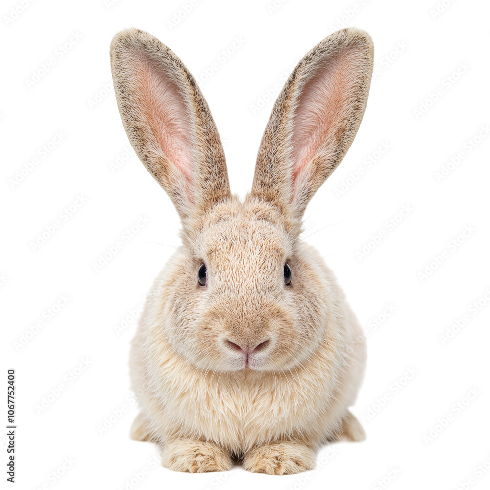 Adorable bunny headshot with soft ears and pink nose on white background Adorable bunny headshot with soft ears and pink nose on white background