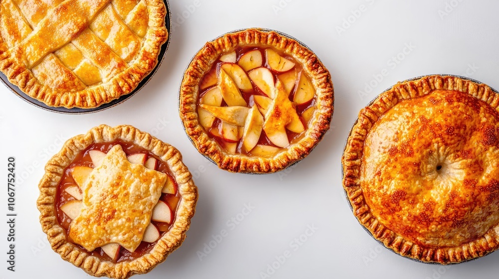 Delicious Apple Pies Fresh From the Oven on a White Table Generative AI Delicious Apple Pies Fresh From the Oven on a White Table Generative AI