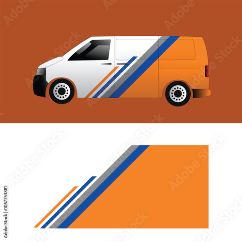 vector design of car body sticker for cargo van delivery, company branding sticker