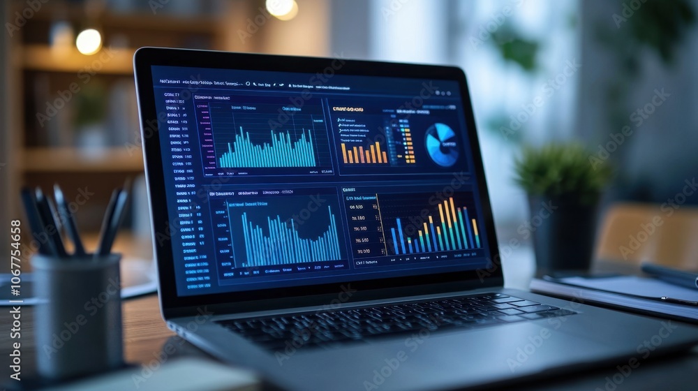 Detailed Blood Analysis Report on Laptop Displaying Graphs of Cholesterol Levels and White Blood Cell Count in a Professional Workspace Setting Detailed Blood Analysis Report on Laptop Displaying Graphs of Cholesterol Levels and White Blood Cell Count in a Professional Workspace Setting