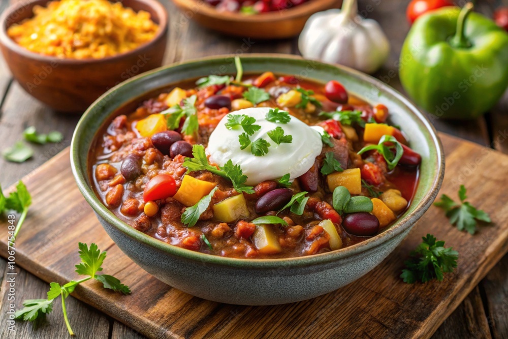 beans with vegetables and meat, generative ai, ai generated