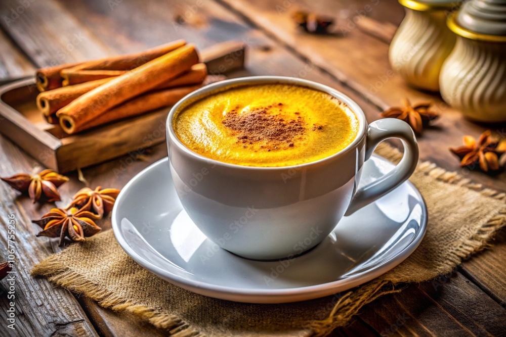 cup of coffee and cinnamon sticks, generative ai, ai generated