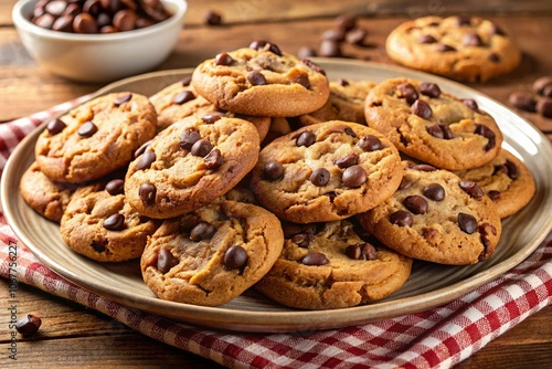 chocolate cookies on a plate, generative ai, ai generated