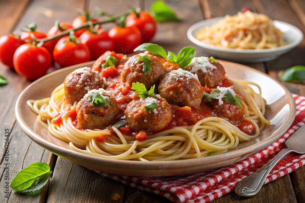 spaghetti with meatballs, generative ai, ai generated spaghetti with meatballs, generative ai, ai generated