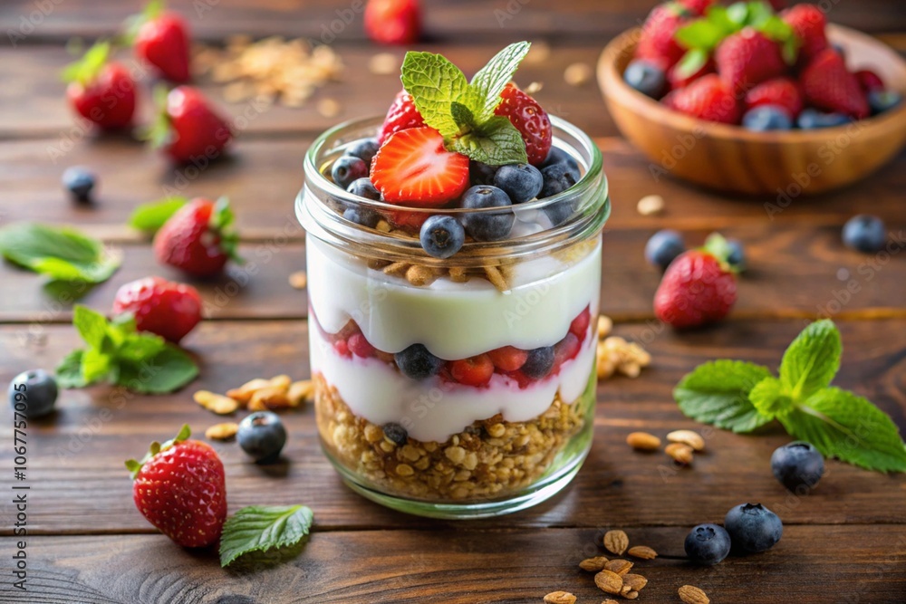 yogurt with berries, generative ai, ai generated yogurt with berries, generative ai, ai generated