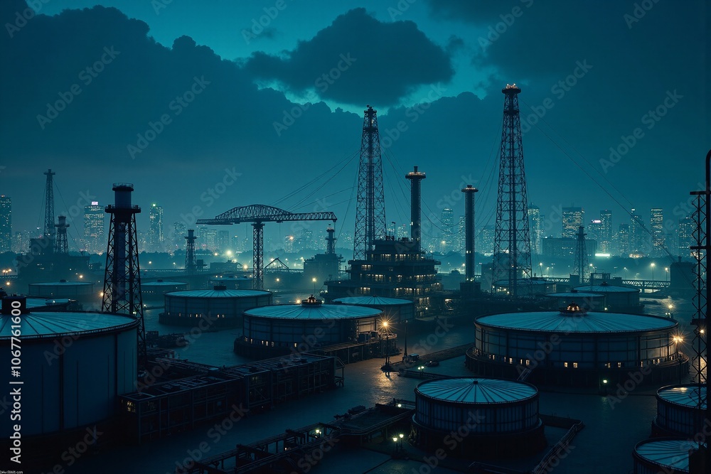 Obraz premium Oil Terminal at Night