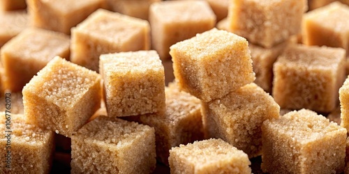 Close up of Demerara golden brown sugar cubes , sweet, food, sugar, cubes, gourmet, ingredient, natural, close-up, caramel photo