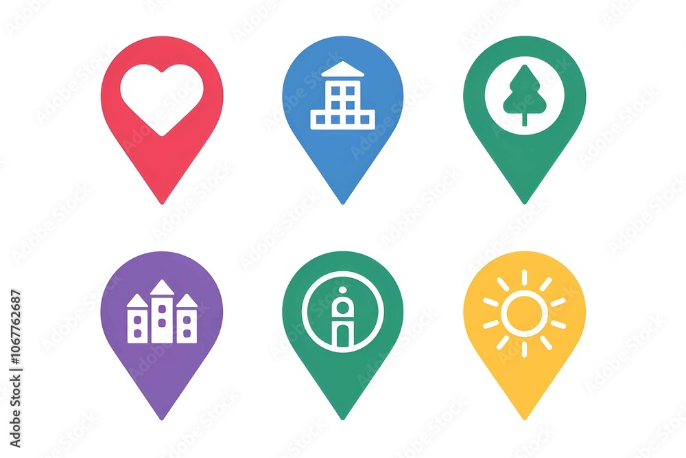 Comprehensive Set of Address Place Icons and Symbols for Location Mapping Comprehensive Set of Address Place Icons and Symbols for Location Mapping