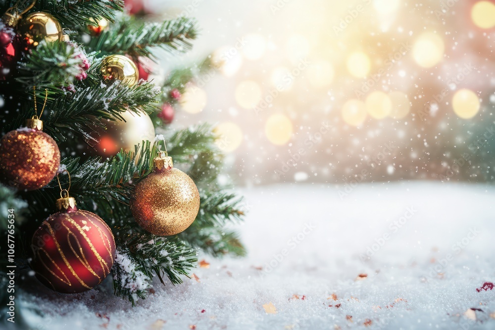 A beautifully decorated Christmas tree with glimmering ornaments, evoking holiday cheer. A beautifully decorated Christmas tree with glimmering ornaments, evoking holiday cheer.