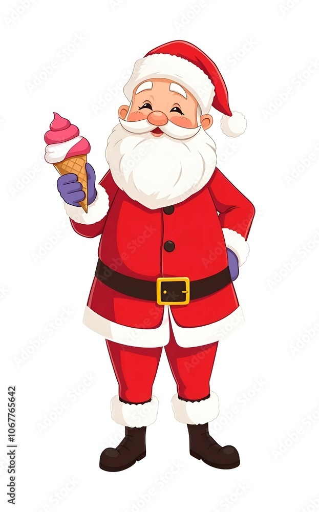 santa claus with ice cream illustration santa claus with ice cream illustration