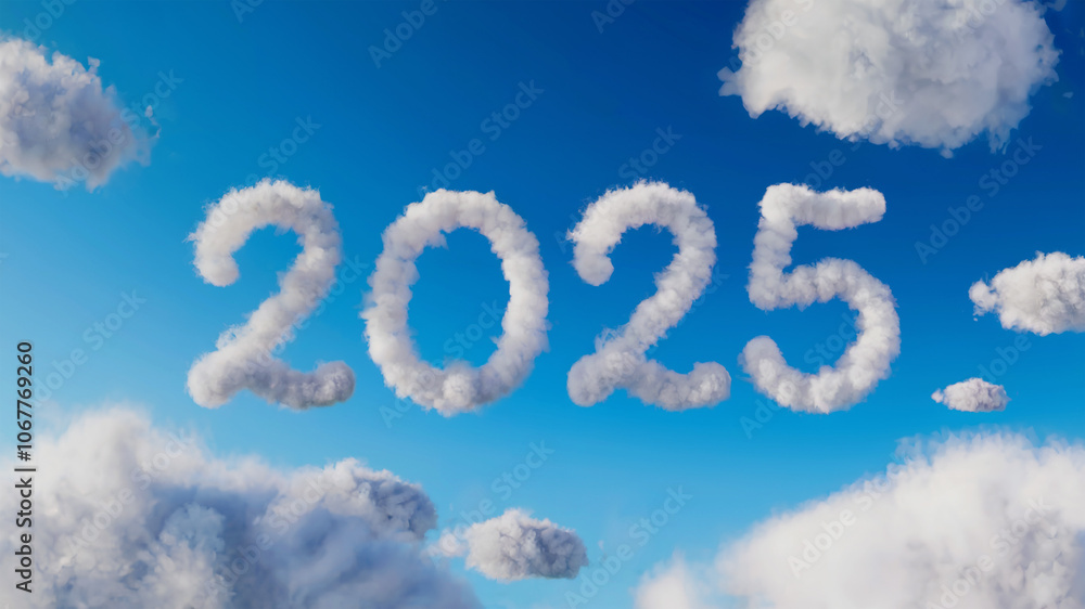 year 2025 written with clouds on the sky year 2025 written with clouds on the sky