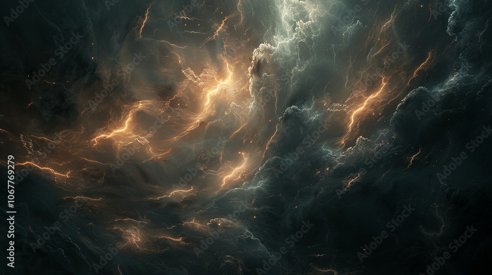 A Cosmic Nebula with Glowing Filaments and Scattered Stars A Cosmic Nebula with Glowing Filaments and Scattered Stars