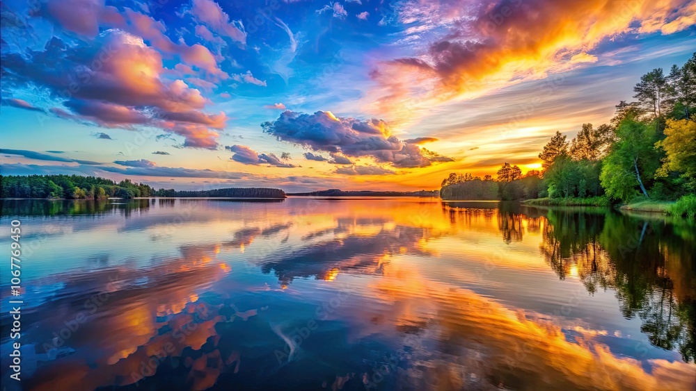 Serene lake at sunset with vibrant colors reflecting on glassy waters, sunset, serene, lake, tranquil, peaceful, nature Serene lake at sunset with vibrant colors reflecting on glassy waters, sunset, serene, lake, tranquil, peaceful, nature