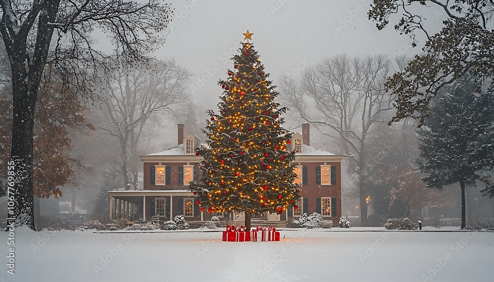 Naklejka premium christmas tree in the snow