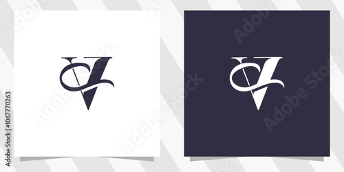 letter vc cv logo design