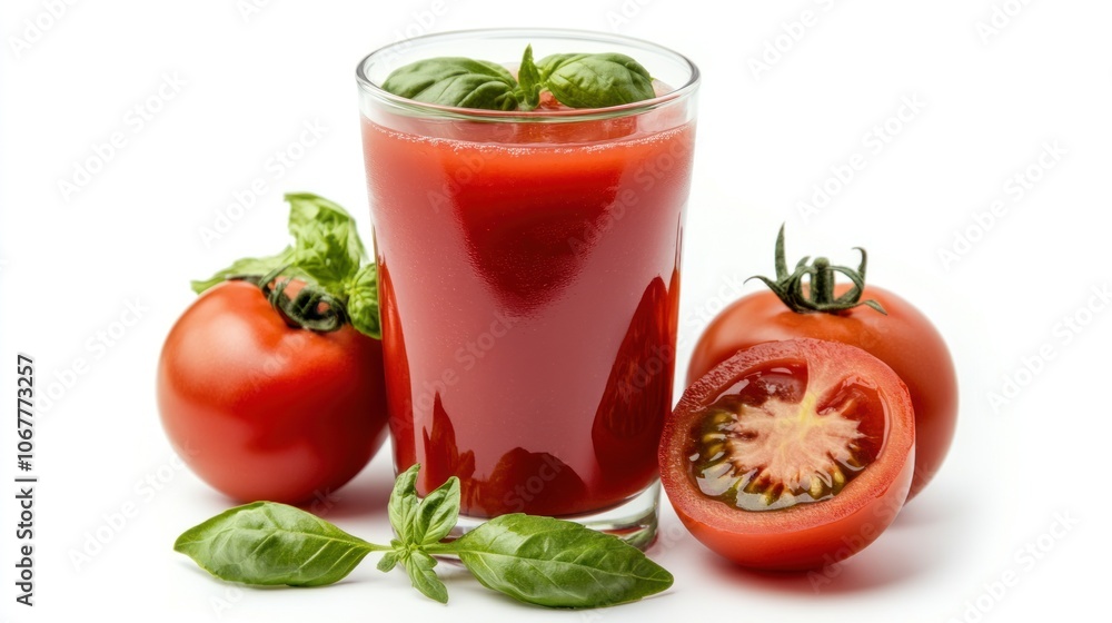 Glass of Tomato Juice with Fresh Tomatoes Glass of Tomato Juice with Fresh Tomatoes