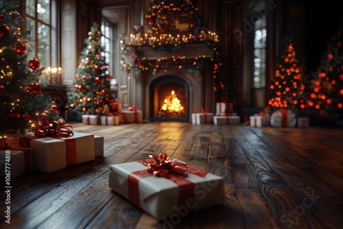 Wallpaper Mural Cozy Christmas Living Room with Beautifully Decorated Torontodigital.ca