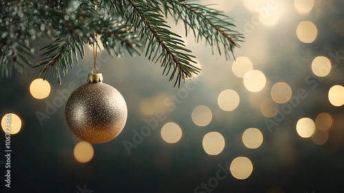 Golden Ornament Hanging Pine Tree Branch