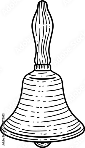 Vintage bells engraving style hand drawn vector illustration