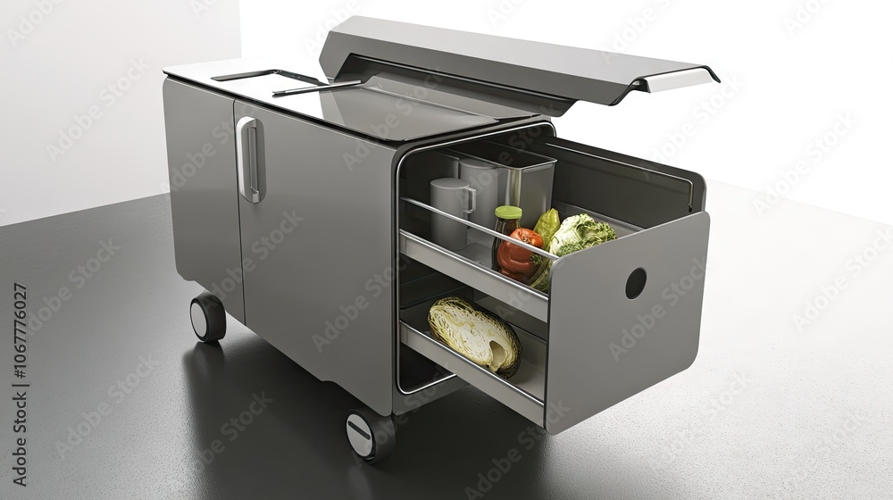 Modern Food Storage Cart with Fresh Produce Modern Food Storage Cart with Fresh Produce