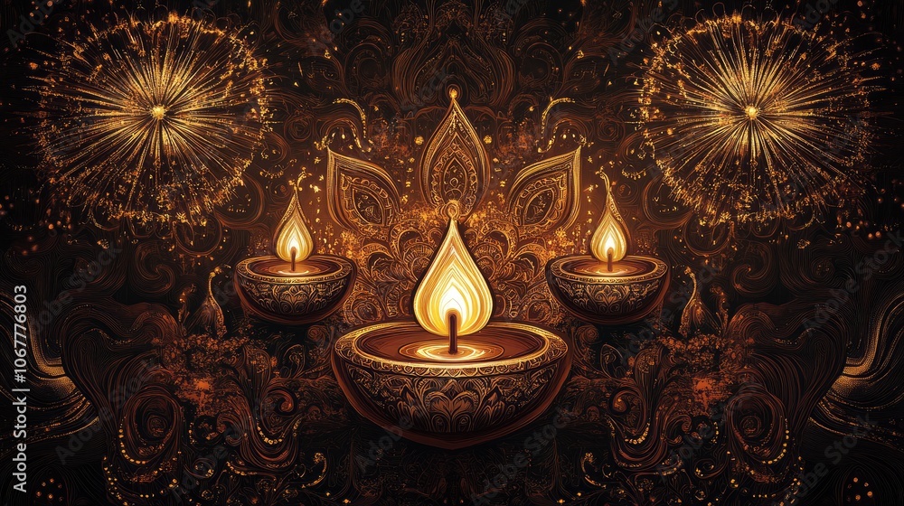 Elegant Candlelight with Decorative Patterns and Glow Elegant Candlelight with Decorative Patterns and Glow