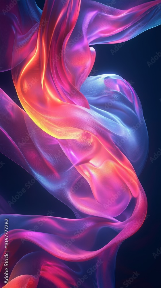 Colorful abstract fluid shapes intertwining in vibrant hues, creating a mesmerizing visual effect against a dark background Colorful abstract fluid shapes intertwining in vibrant hues, creating a mesmerizing visual effect against a dark background
