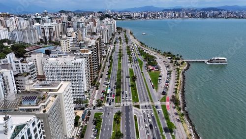 Florianopolis Skyline At Florianopolis In Santa Catarina Brazil. City Scene. Traffic Downtown. Cityscape Landscape. Florianopolis Skyline At Florianopolis In Santa Catarina Brazil. Landmark Buildings. photo