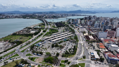 Florianopolis Skyline At Florianopolis In Santa Catarina Brazil. City Scene. Traffic Downtown. Cityscape Landscape. Florianopolis Skyline At Florianopolis In Santa Catarina Brazil. Landmark Buildings. photo