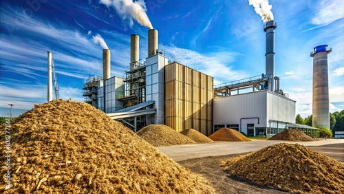 Biomass power plant generating energy from organic materials, renewable energy, sustainable, power generation