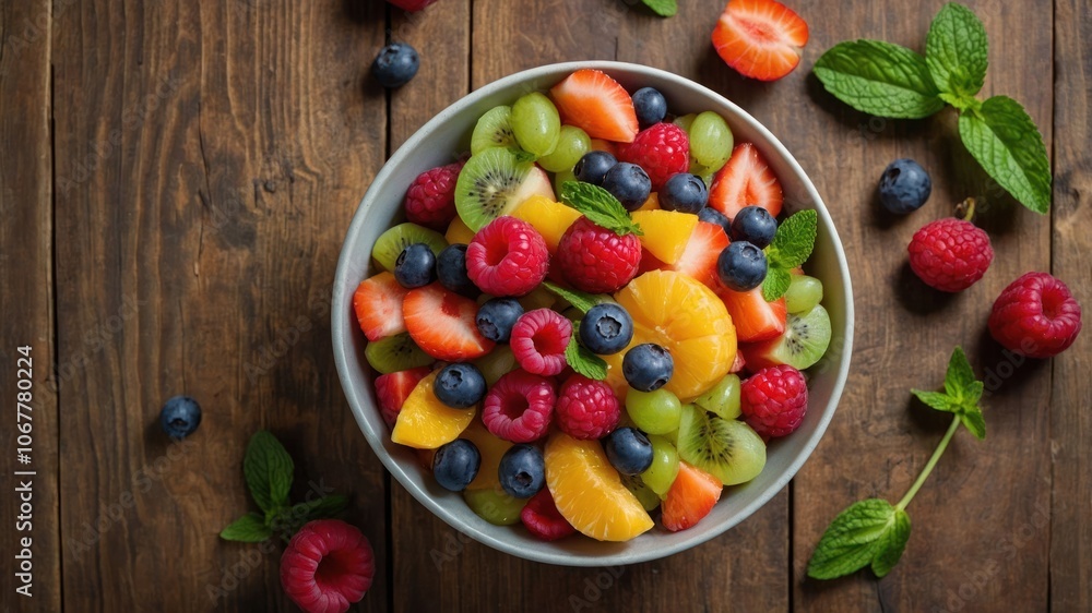 A colorful bowl of fresh fruit, showcasing a healthy and vibrant assortment. A colorful bowl of fresh fruit, showcasing a healthy and vibrant assortment.