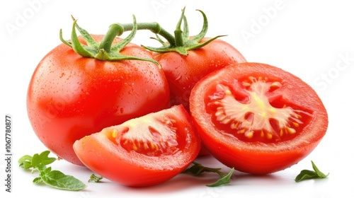 Fresh Red Tomatoes on a White Background