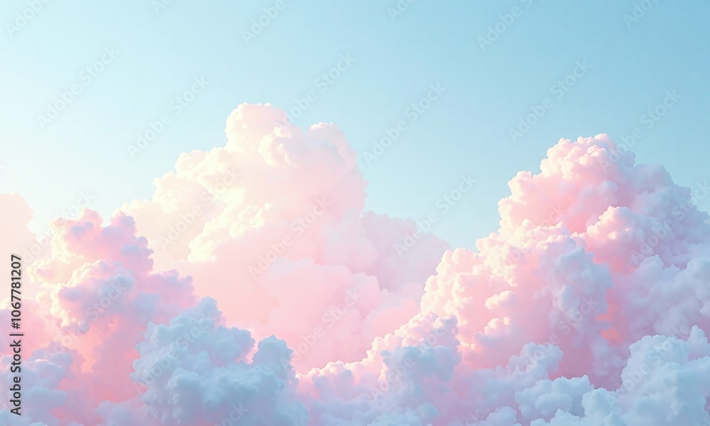 Fototapeta premium Dreamy pastel sky soft cotton candy clouds ethereal