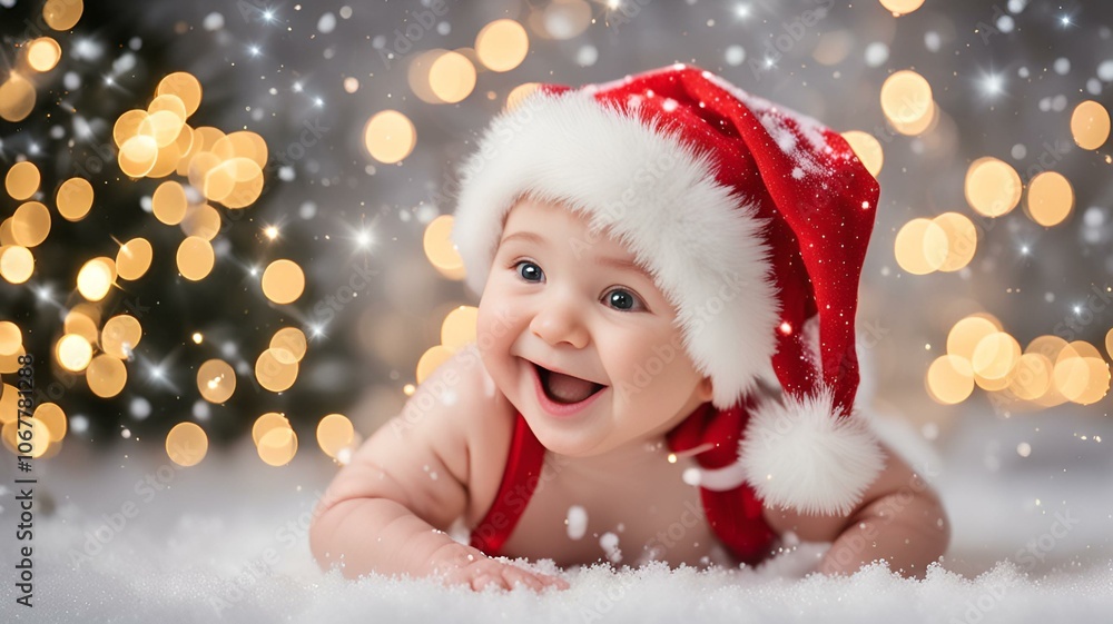the little girl in Santa Claus hat the little girl in Santa Claus hat