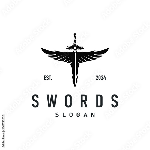 Black silhouette design logo sword war equipment impression blade power