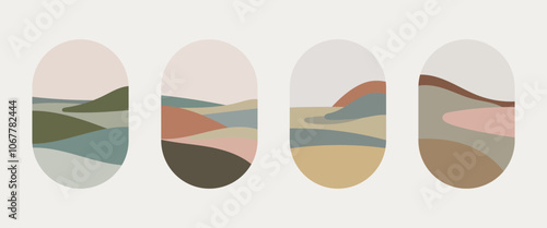 Soft abstraction with needles in pastel shades of green, beige and gray. The illustration emphasizes the simplicity and sophistication of the form.