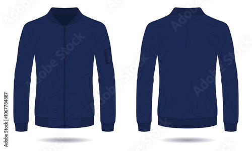 Dark blue men bomber jacket mockup