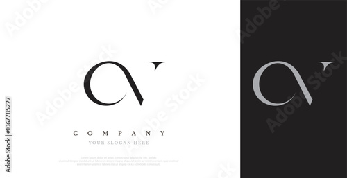 Initial CV Logo Design Vector 