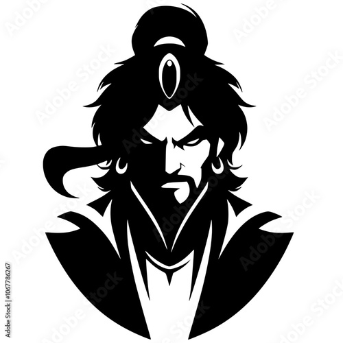 Silhouette portrait of angry Aladdin