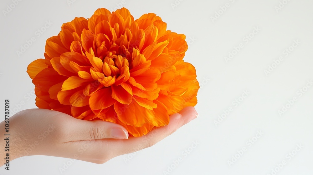 Vibrant Mexican cempasuchil flower close-up, striking orange petals isolated on white background, perfect for natural and seasonal ad campaigns Vibrant Mexican cempasuchil flower close-up, striking orange petals isolated on white background, perfect for natural and seasonal ad campaigns